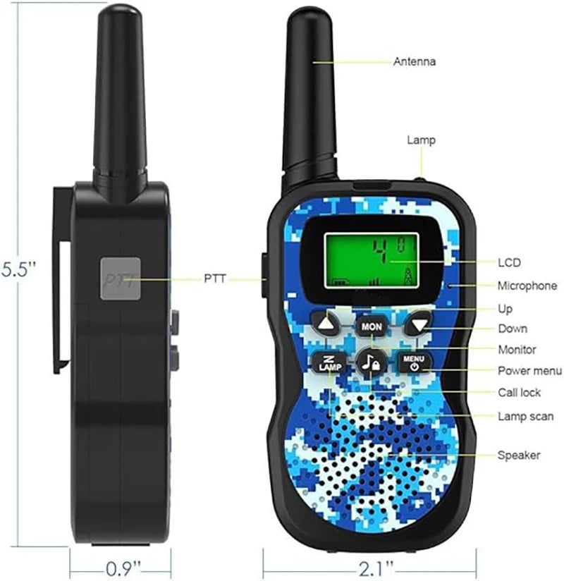 Walkie Talkies for Kids, 22 Channels 2 Way Radio Toy 3 KM Range, Best Christmas Birthday Gifts for 3-12 Year Old Kids to Outside