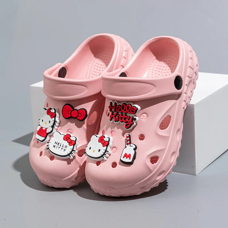 Sanrio Hello Kitty Girl Garden Shoes Sandal Beach Shoes Cartoon Anime Summer Slippers Fashion Nonslip Parentchild Soft Sole Shoe