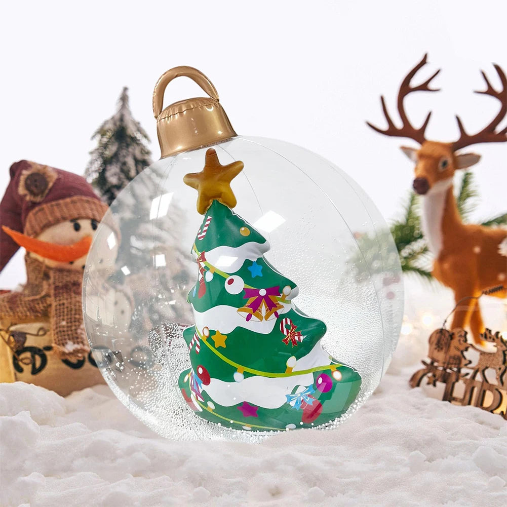 24 Inch Inflatable Outdoor Christmas Ball PVC Giant Inflatable Christmas Balls with Light/Remote Christmas Decorations Ball