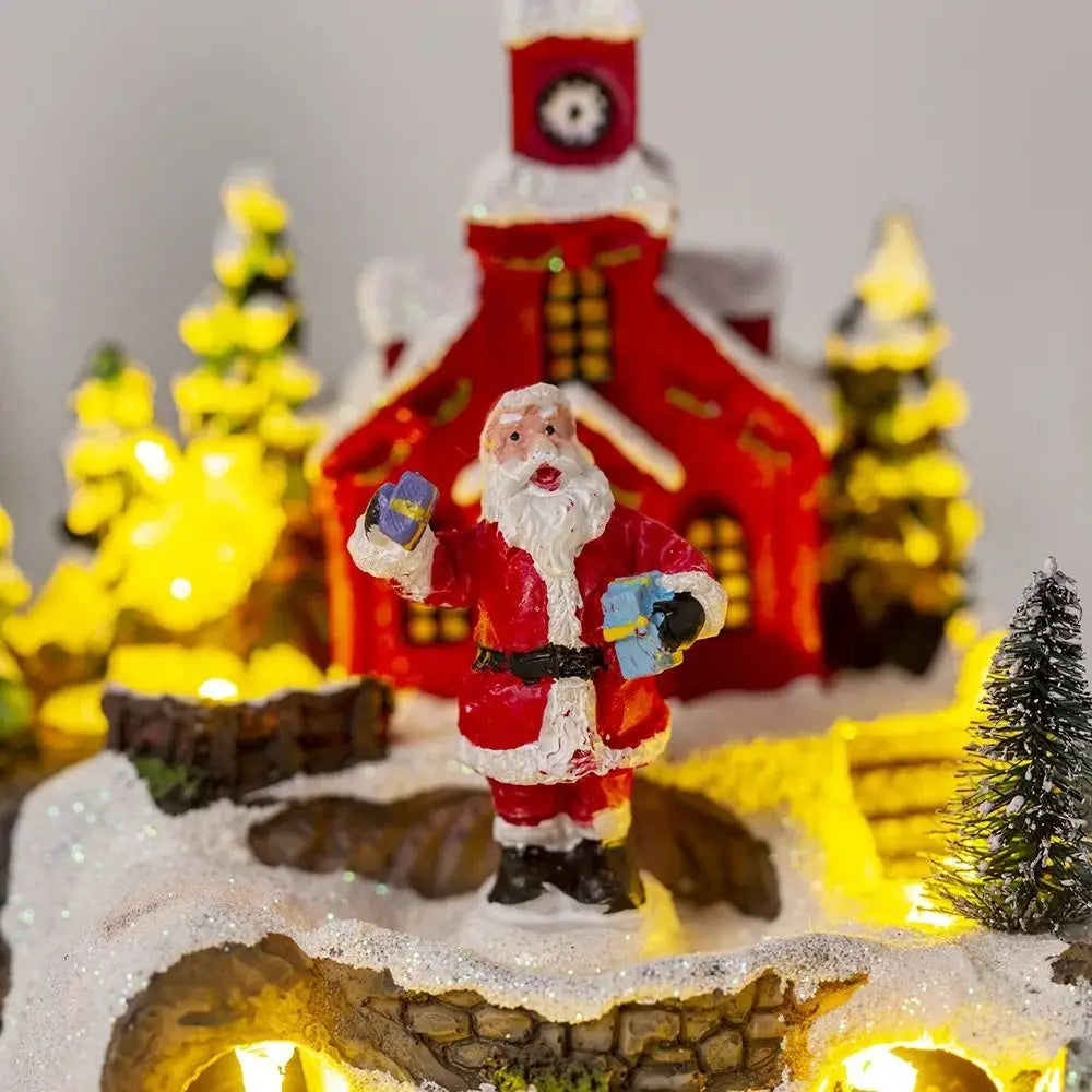 Resin Christmas Luminous Music Box Vivid Exquisite Snow House Music Box Easy to Use Christmas Luminous House Home Decor