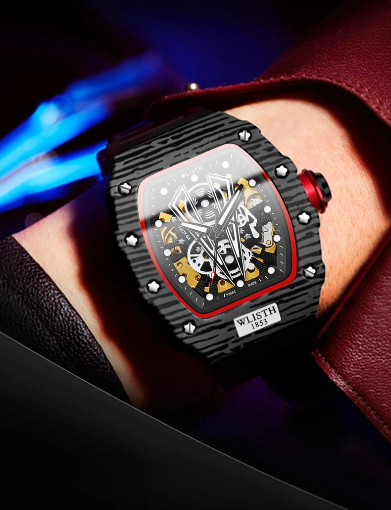 WLISTH Men's Watch Barrel Type Mechanical Watch Men Waterproof Luminous Business Men Mechanical Wristwatches Clock Montre Homme