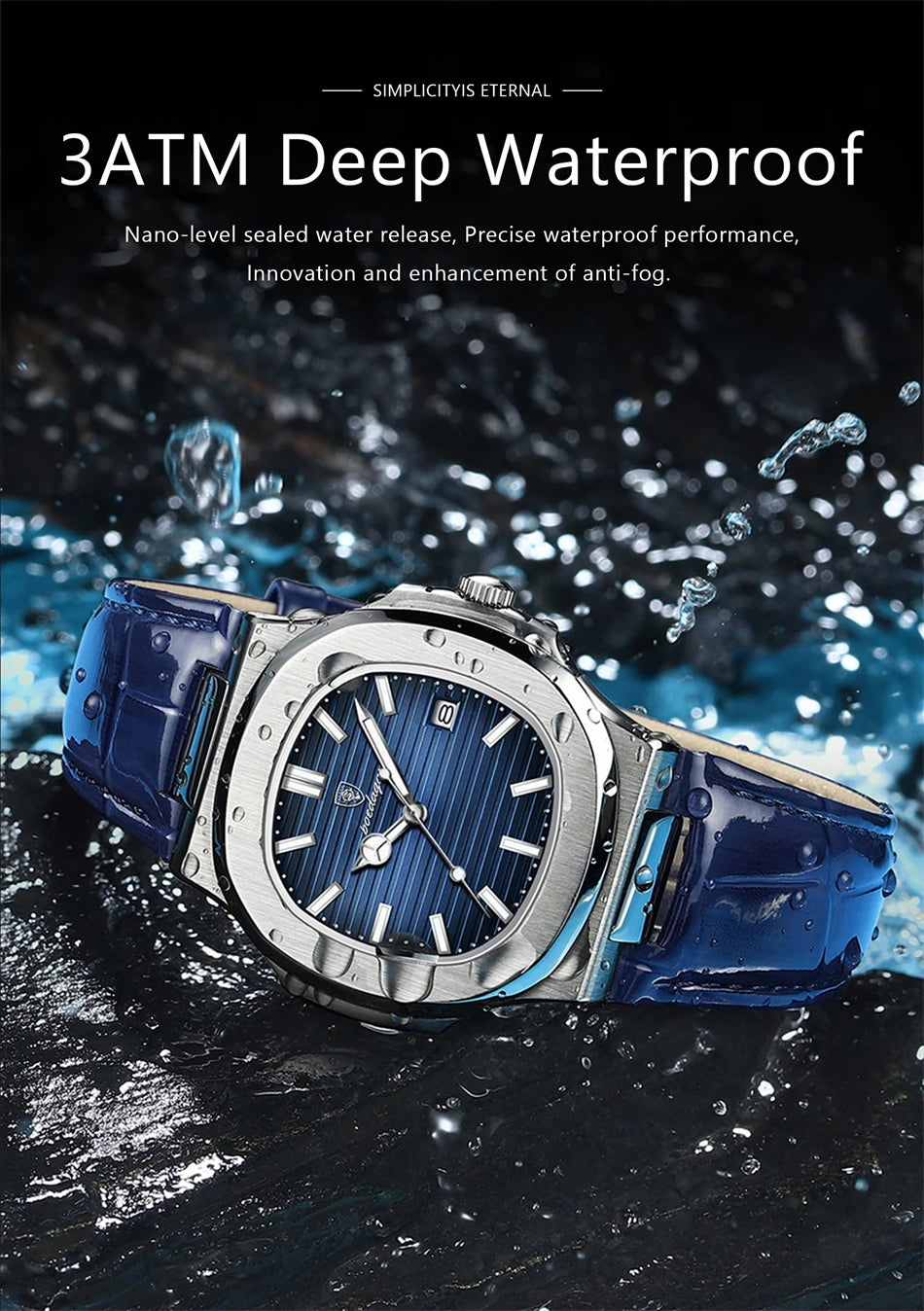 POEDAGAR Top Luxury Man Watch Date Waterproof Luminous Leather Watches For Men High Quality Square Men's Quartz Wristwatch Reloj