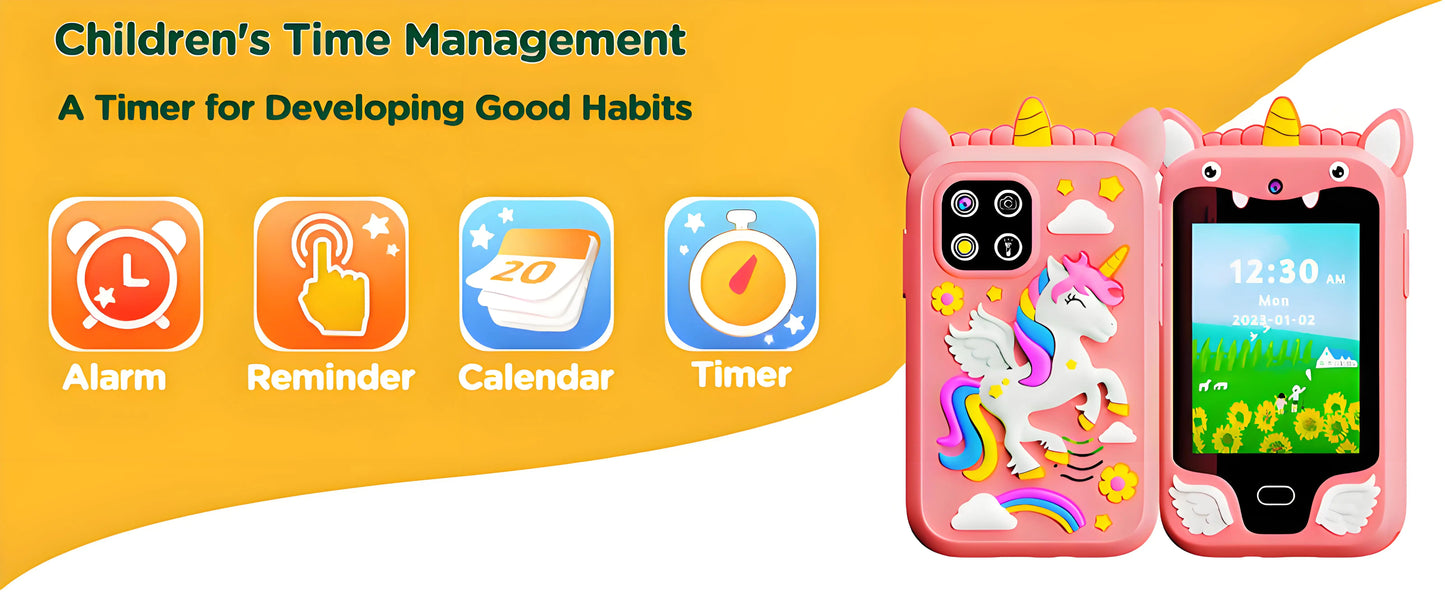 Kids Smart Phone 8GB 2.8'' Stories Music Camera Video Habit Tracking Baby Mobile Mini Toy Phone Educational Learning Tools Gifts