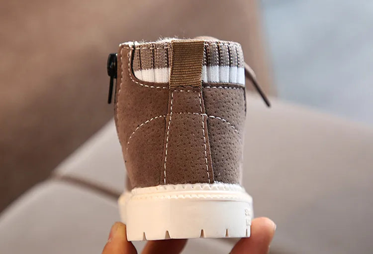 Children's Ankle Boots for Little Kids Toddlers Snow Boots Vintage Warm Cotton Short Boots Boys Girls Fashion Winter Boots Zip