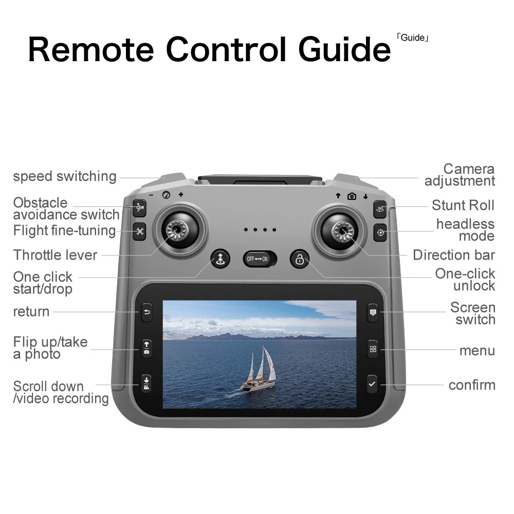 GT50 Aerial Photography Drone with Obstacle Avoidance, HD Brushless Quadcopter with Large Screen Remote Control Toy Aircraft