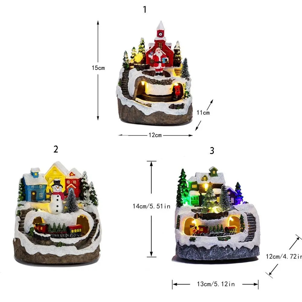 Resin Christmas Luminous Music Box Vivid Exquisite Snow House Music Box Easy to Use Christmas Luminous House Home Decor