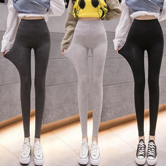 High Waist Slim Fit Modal Leggings Women's Yoga Pants Nine Points plus Size Inner And Outer Wear Comfortable Base Layer Trousers