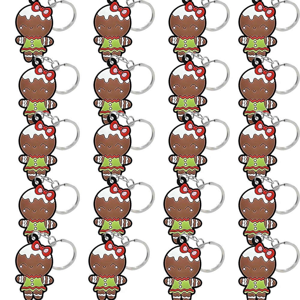 1-100PCS Christmas Style Keychain Santa Claus Key Holder Festive Women Men Keyring Christmas Family Gift Car Key Accessories