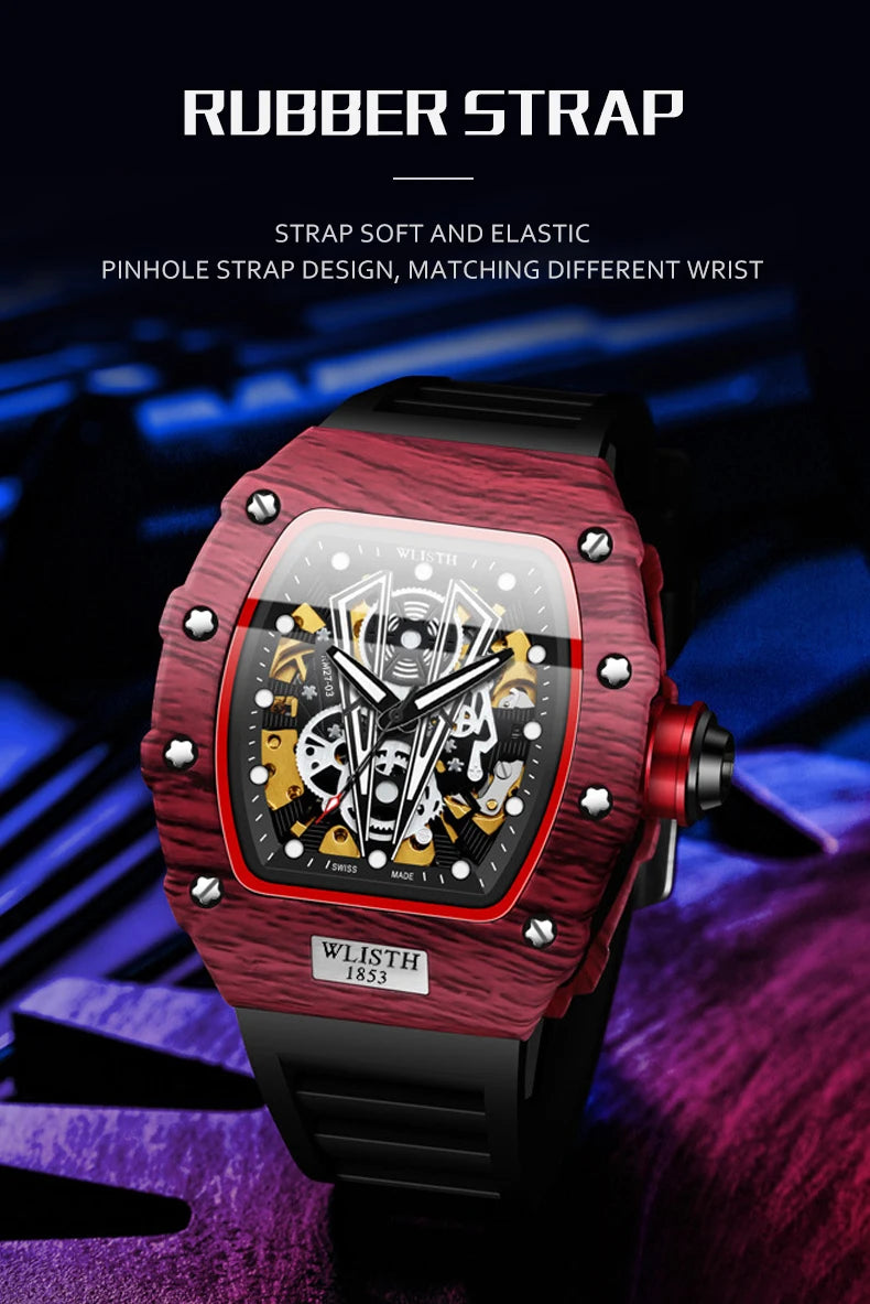 WLISTH Men's Watch Barrel Type Mechanical Watch Men Waterproof Luminous Business Men Mechanical Wristwatches Clock Montre Homme