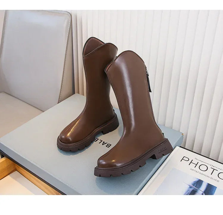 Girls' long tube boots 2025 Autumn/Winter New Korean Fashion Knight Boots Plush Princess Boots Warm Two Cotton High tube Boots