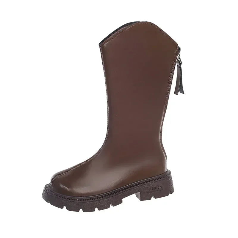 Girls' long tube boots 2025 Autumn/Winter New Korean Fashion Knight Boots Plush Princess Boots Warm Two Cotton High tube Boots