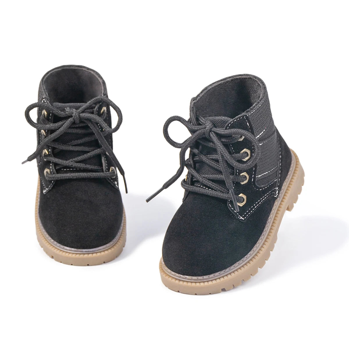 Four Seasons Children's Casual Booties Kids Fashion Design High-top Solid Color Lace-up Martin Boots Rubber Soft Anti-slip Sole