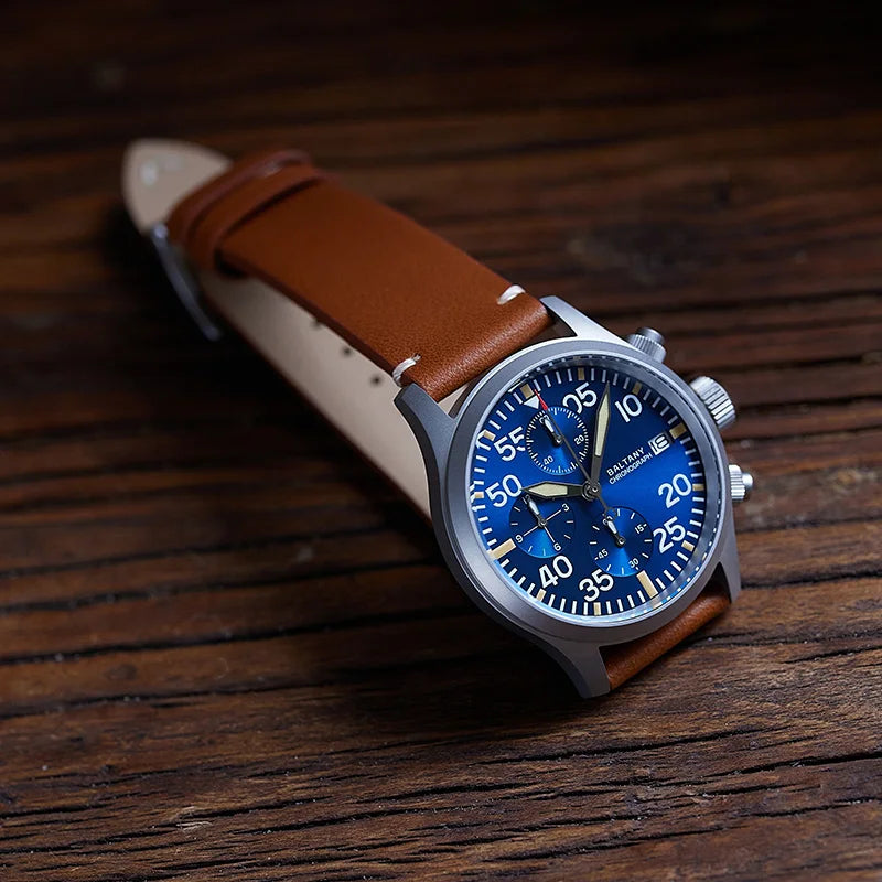 Baltany 39mm Military Chronograph Watch Man S5045 Sapphire Crystal 10ATM Stainless Steel VK67 Calendar Retro Quartz Wristwatches