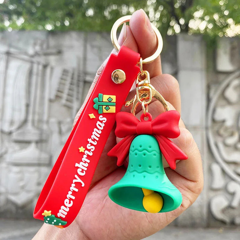 Christmas Cartoon Keychain Christmas Socks Snowman Accessories Pendant Cute Soft Glue Doll Key Rings Jewelry Gifts for Friends