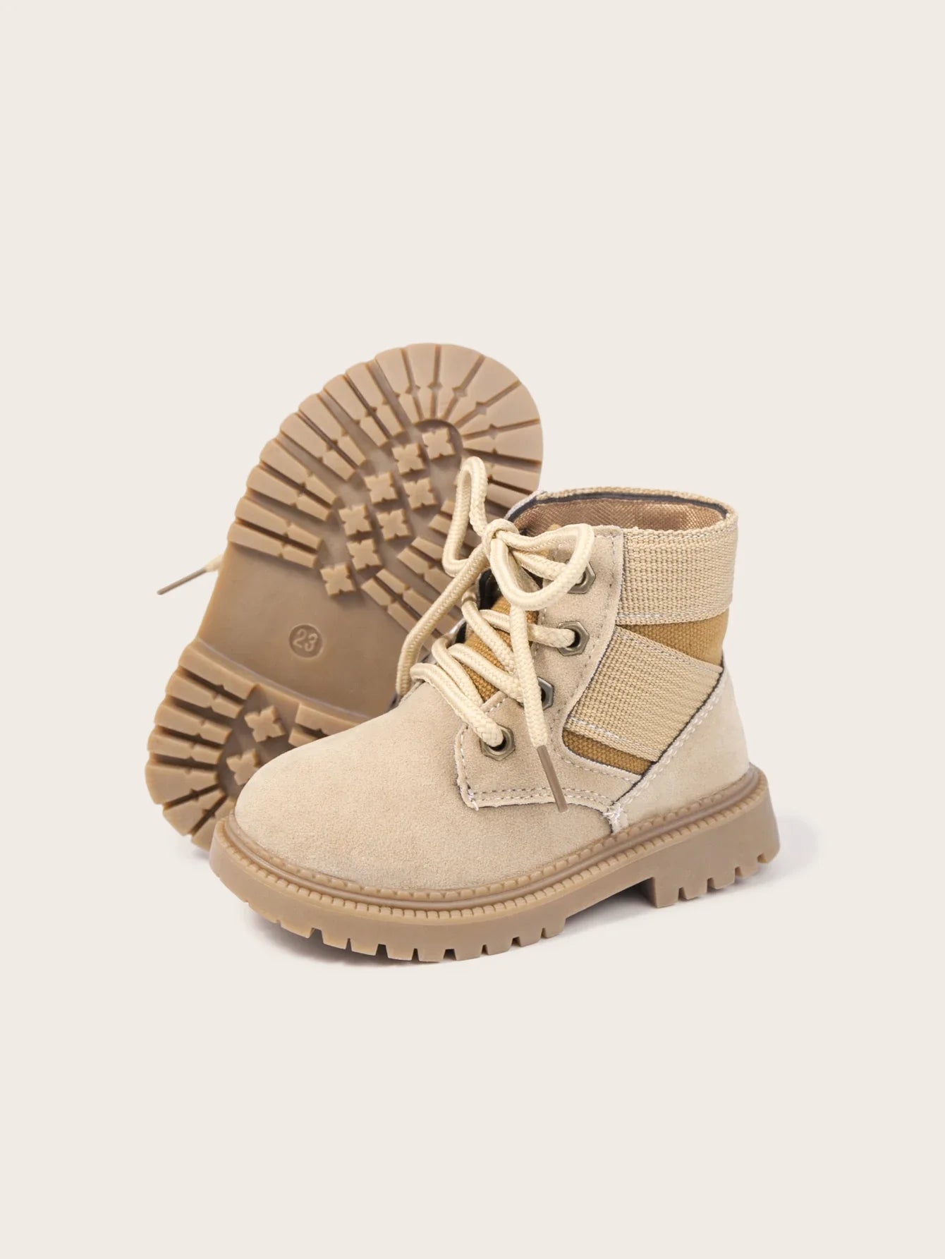 Four Seasons Children's Casual Booties Kids Fashion Design High-top Solid Color Lace-up Martin Boots Rubber Soft Anti-slip Sole