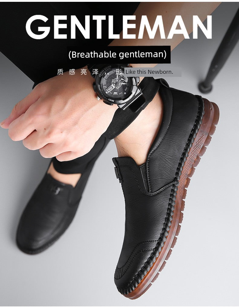 Men's Leather Shoes 2025 New Arrival Business Casual Shoes Genuine Leather Spring and Autumn Men's Shoes Soft Cowhide Gum-Rubber Outsole Middle-Aged Father Shoes