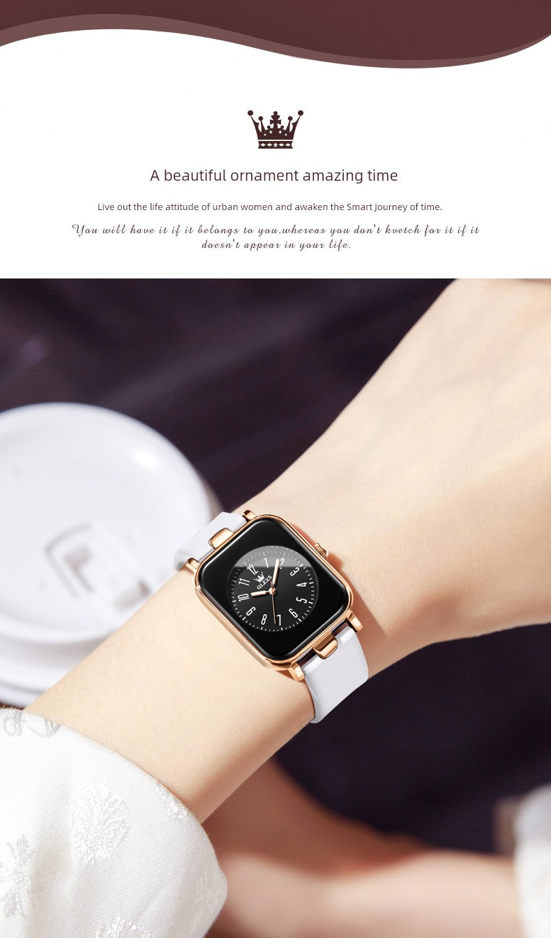 Switzerland 2025 New Arrival Digital Watch Women's Waterproof Luminous Genuine Goods Brand Name Niche Style Light Luxury Temperament Small Square Watch