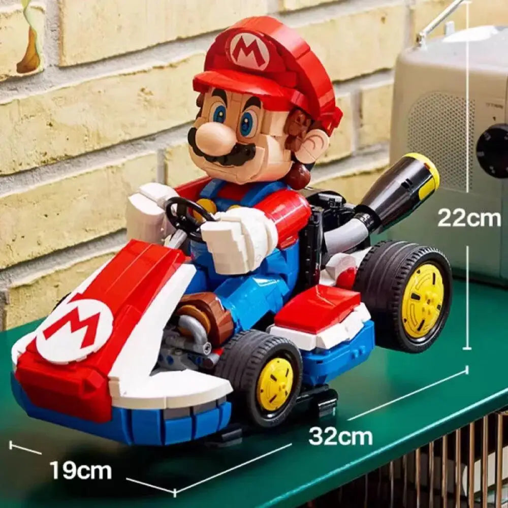 MINISO Plumber Building Blocks Standard Model Fit 72037 Kart Classic Game Racing Car Assembly Bricks Toys Christmas Gift