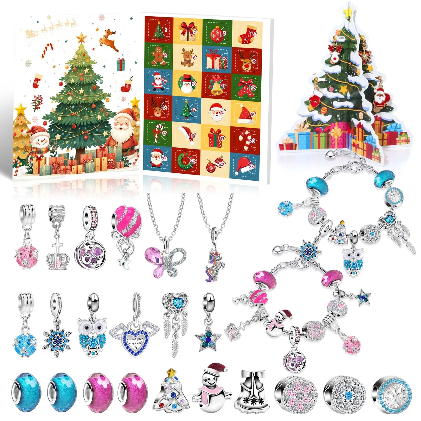 DIY Christmas Bracelet 24 Countdown Calendar Advent Blind Box  Christmas Charms Bracelet Set Creative Ornaments Christmas Gifts