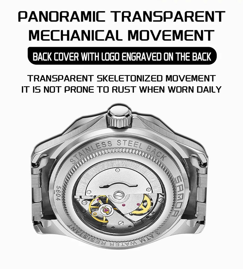 SANDA 2025 New Advanced Mechanical Watch Men's Waterproof Calendar Night Light Rotating Timing Circle Business Sports Watch