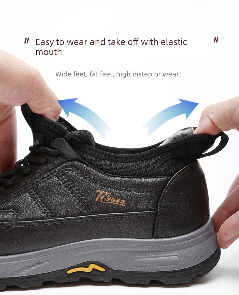 Traditional Beijing Cotton Shoes Men's Winter Fleece-lined Thickened Elderly Non Slip One Pedal Heattech Middle-Aged and Elderly Men Dad Shoes