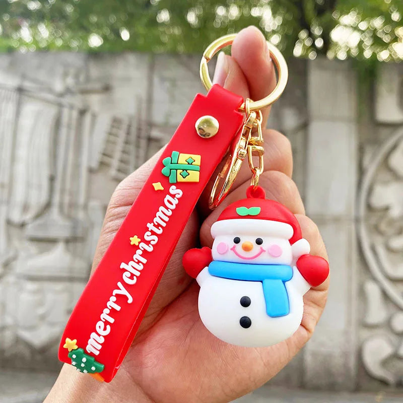 Christmas Cartoon Keychain Christmas Socks Snowman Accessories Pendant Cute Soft Glue Doll Key Rings Jewelry Gifts for Friends