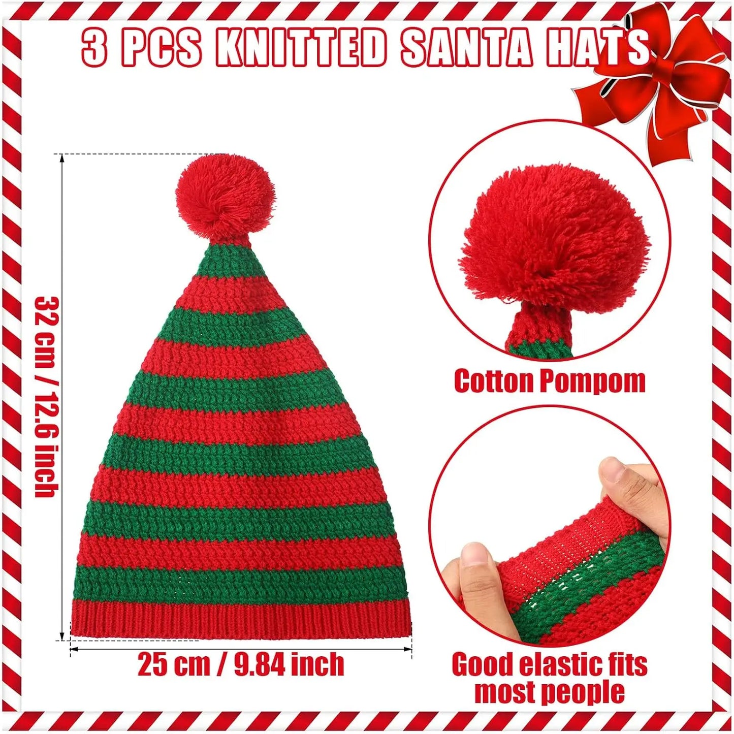 Christmas Hat Santa Costume Style Festive Beanie for Outdoor Activities Holiday Party Decoration and Christmas Gifts for Family
