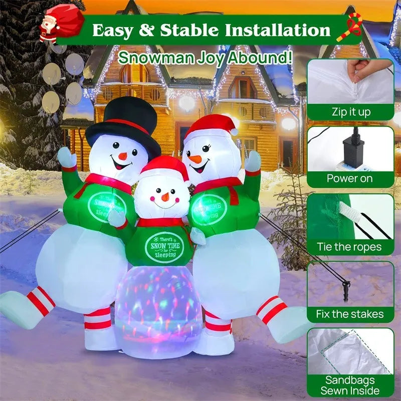 Christmas Decorations Gingerbread Man Snowman Arch Inflatable Toys Built-in LED Lights Model Party Xmas Holiday Decor Ornaments