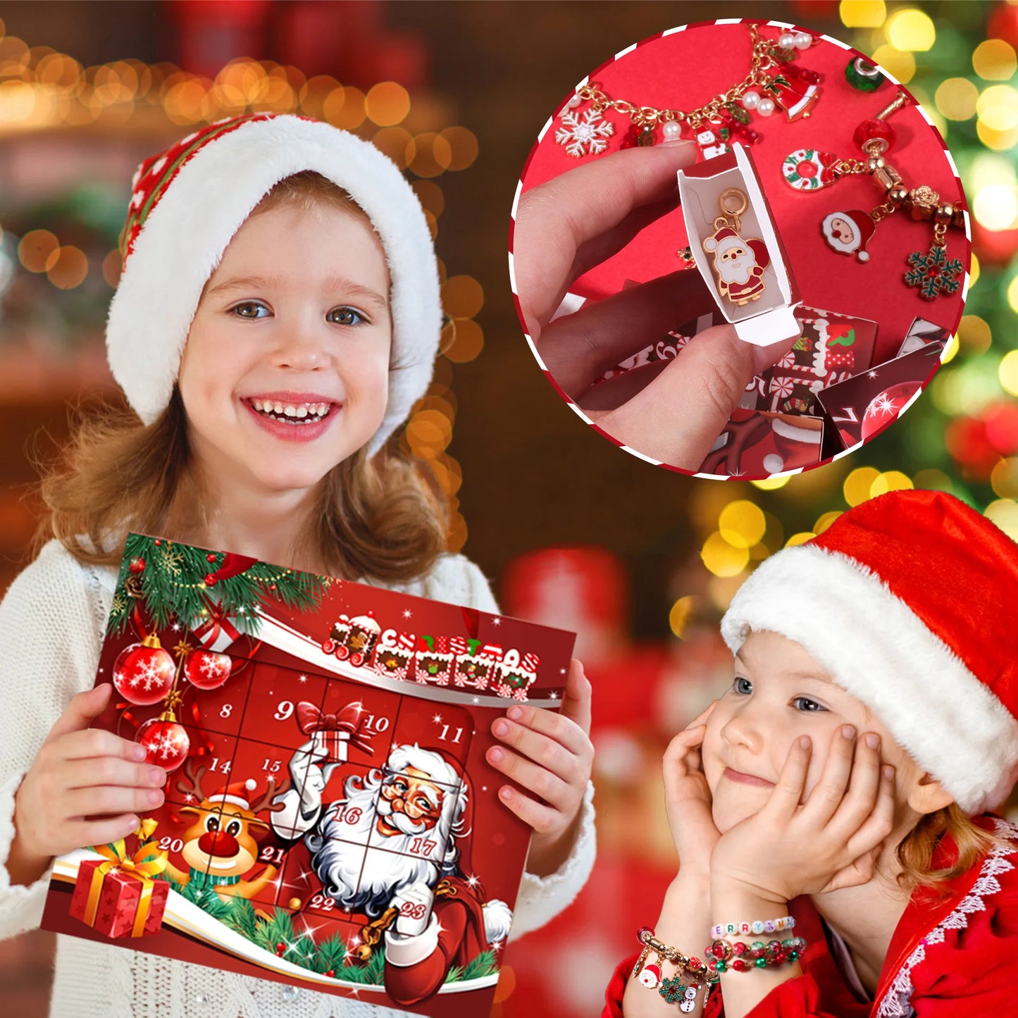 DIY Christmas Bracelet 24 Countdown Calendar Advent Blind Box  Christmas Charms Bracelet Set Creative Ornaments Christmas Gifts