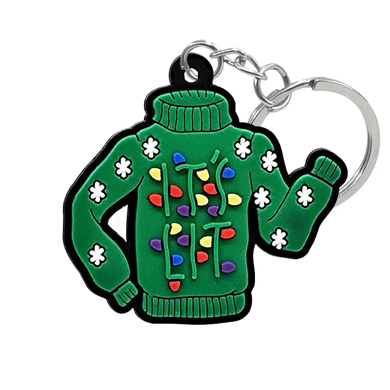 1-100PCS Christmas Style Keychain Santa Claus Key Holder Festive Women Men Keyring Christmas Family Gift Car Key Accessories