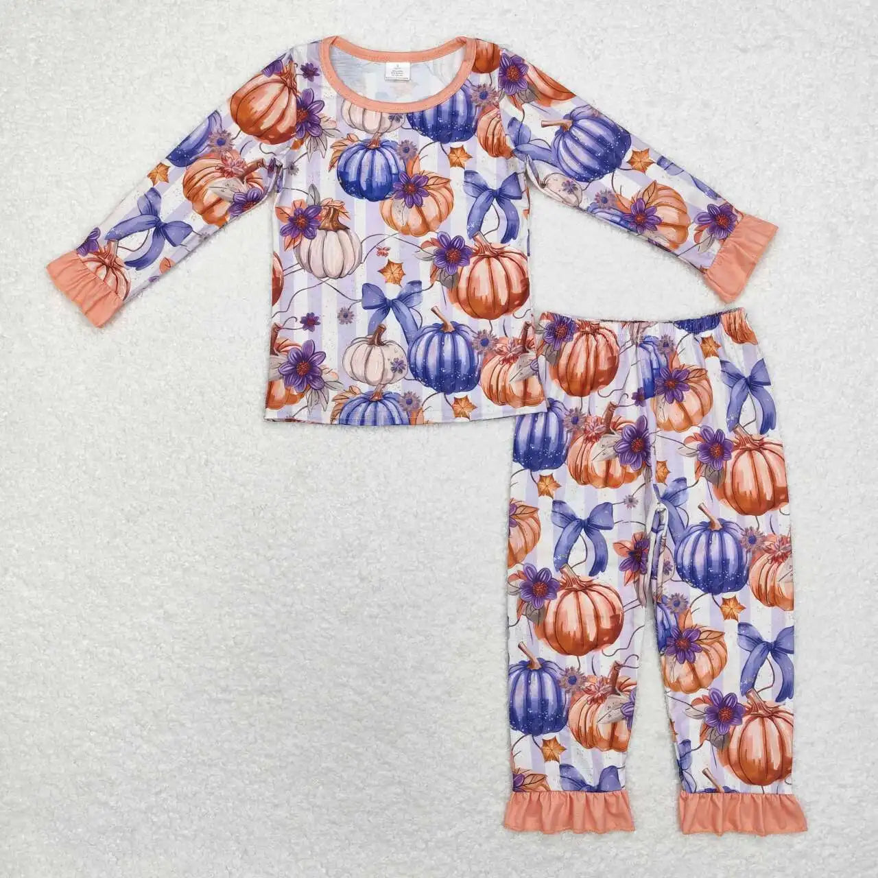 NEW RTS Christmas wholesale girls pajamas set bow pattern bamboo baby girls holiday pajamas clothing