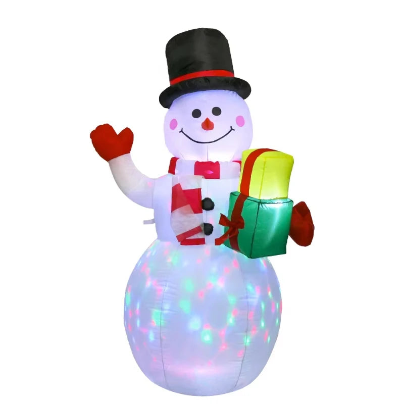 1.5m Christmas Inflatable Snowman Airblown Decor with LED Light Christmas Outdoor Courtyard Garden Doorway Ornaments Party Props