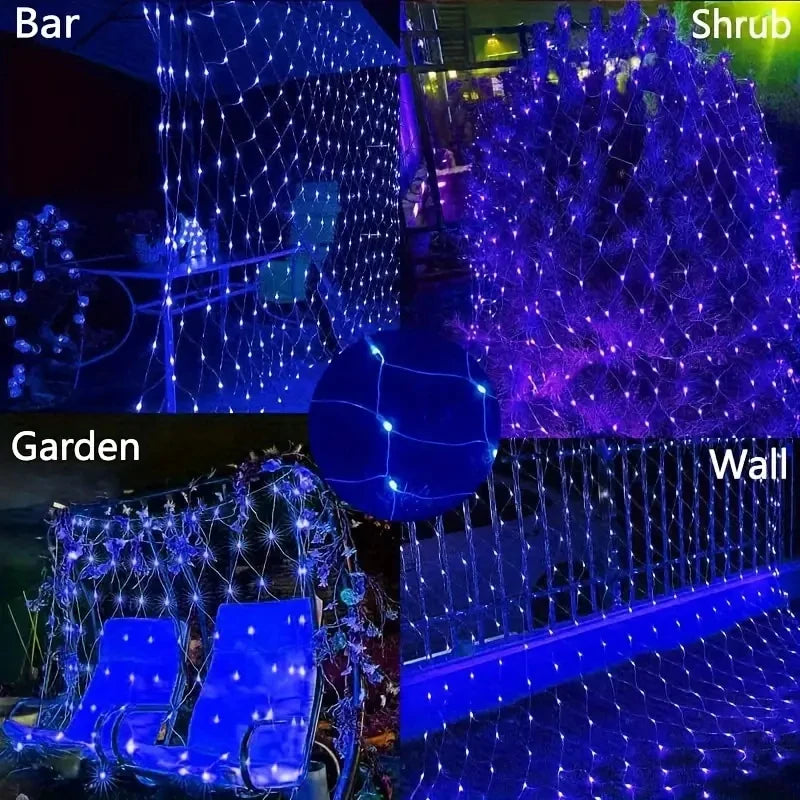 100/200LED Solar Powered LED Fairy Net Light Waterproof Fishing Mesh Lamp With 8 Lighting Modes for Outdoor Lawn Christmas Light
