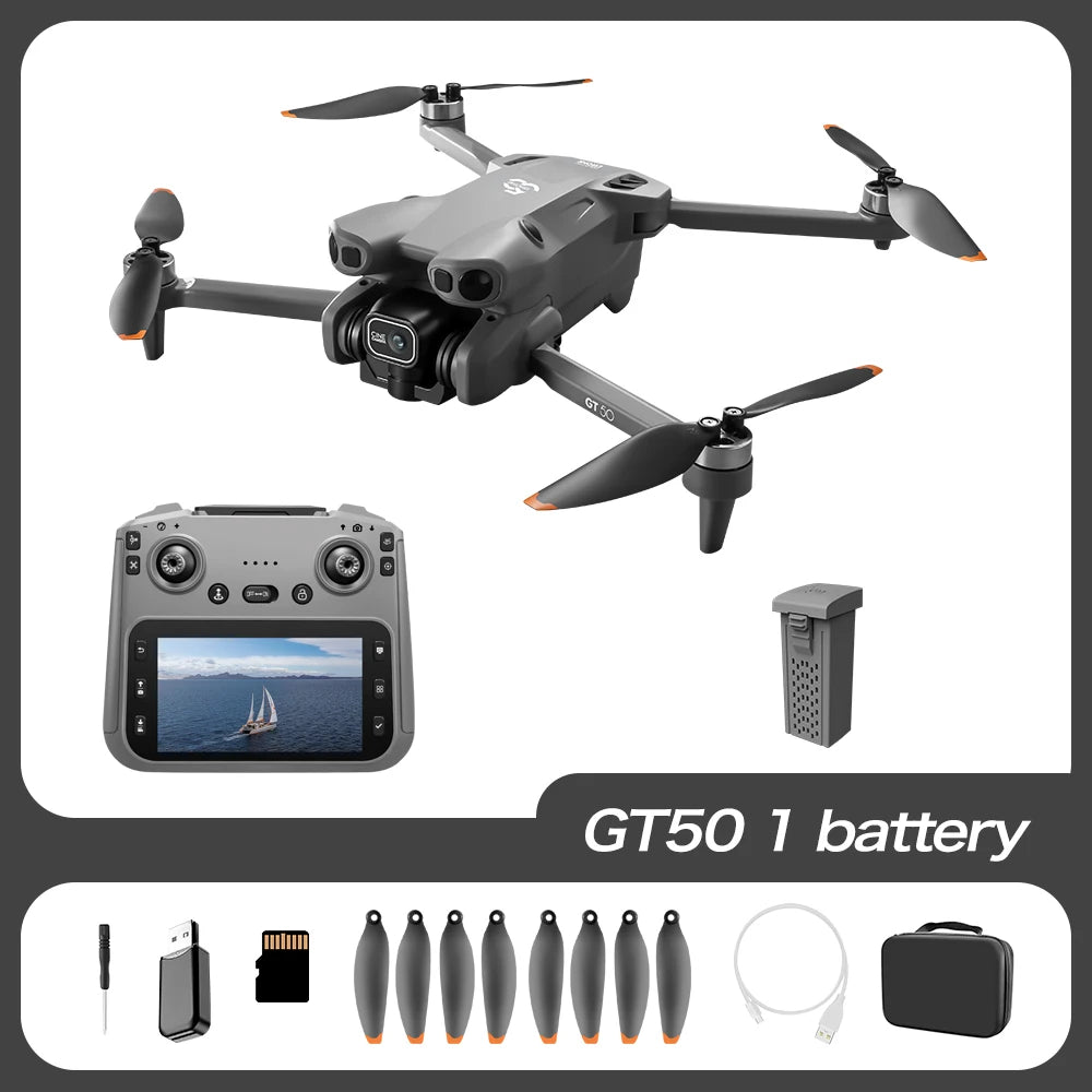 GT50 Aerial Photography Drone with Obstacle Avoidance, HD Brushless Quadcopter with Large Screen Remote Control Toy Aircraft
