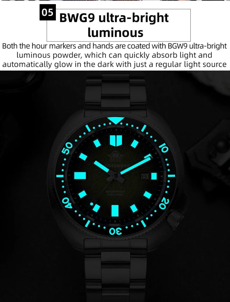 ADDIESDIVE NEW Men's Watches Stainless Steel AR Coating Ceramic Bezel Fashion Quartz Watch 200M Waterproof Diving Watch Sapphire
