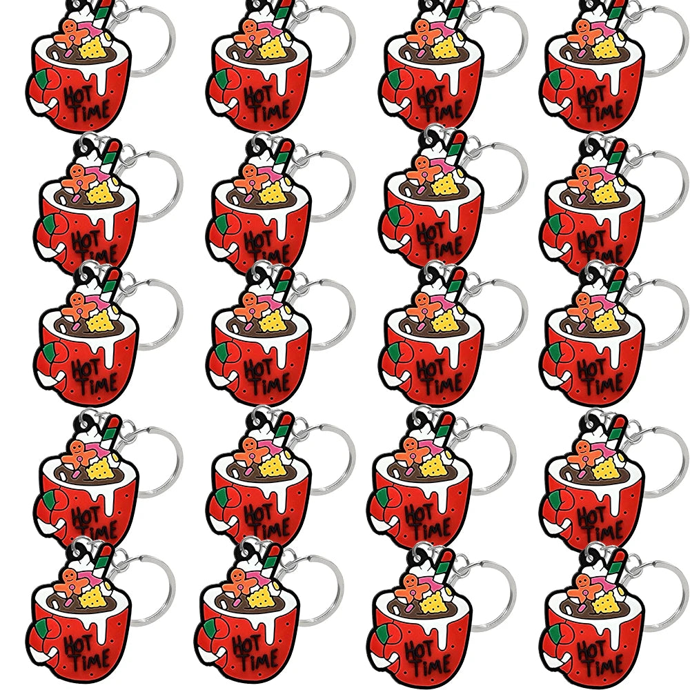 1-100PCS Christmas Style Keychain Santa Claus Key Holder Festive Women Men Keyring Christmas Family Gift Car Key Accessories