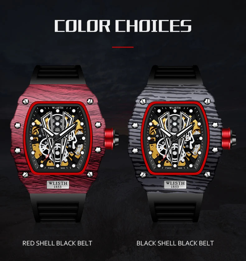 WLISTH Men's Watch Barrel Type Mechanical Watch Men Waterproof Luminous Business Men Mechanical Wristwatches Clock Montre Homme