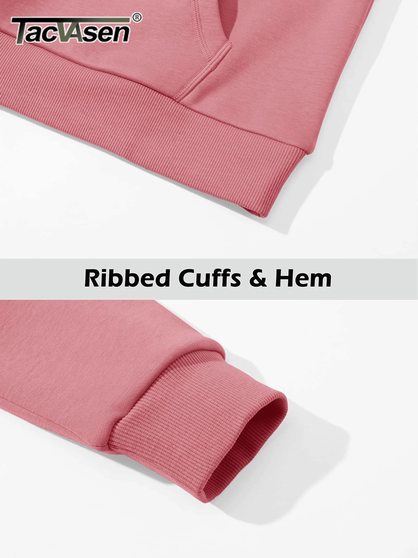 TACVASEN Winter Half Zip Hooded Cotton Pullover Womens Fleece Lined Warm Sweatshirt Thermal Lightweight Outdoor Casual Crop Tops