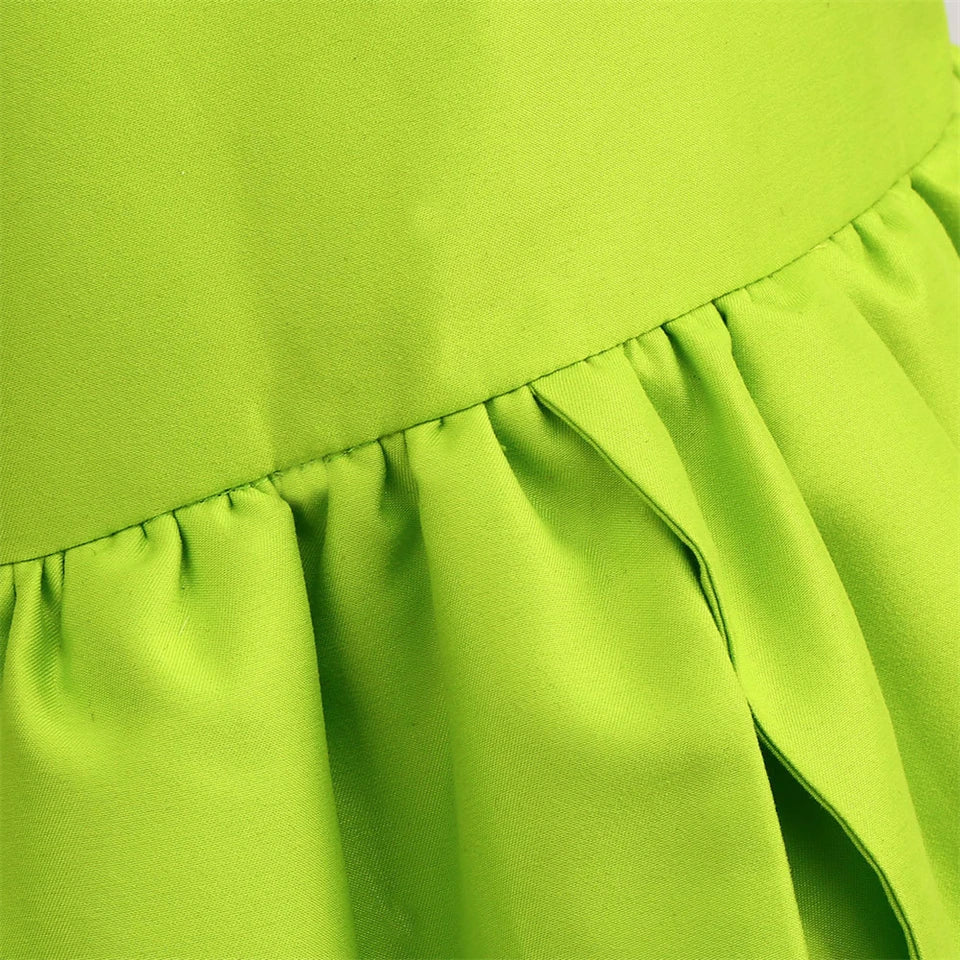 Summer Fancy Girl Green Elf Tinker Bell Backless Dress Christmas Halloween Kids Cosplay Birthday Party Fairy Princess Costumes