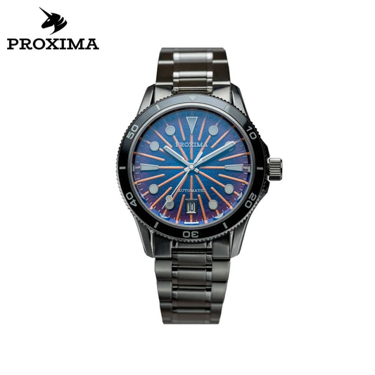 Proxima PX1743-1 39mm Men 9015 Mechanical Watches Sunburst Dial Sapphire Glass Automatic Watch Ceramic Bezel 10Bar Luminous