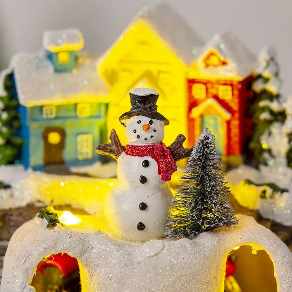 Resin Christmas Luminous Music Box Vivid Exquisite Snow House Music Box Easy to Use Christmas Luminous House Home Decor