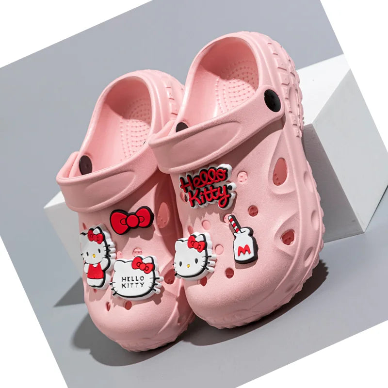 Sanrio Hello Kitty Girl Garden Shoes Sandal Beach Shoes Cartoon Anime Summer Slippers Fashion Nonslip Parentchild Soft Sole Shoe