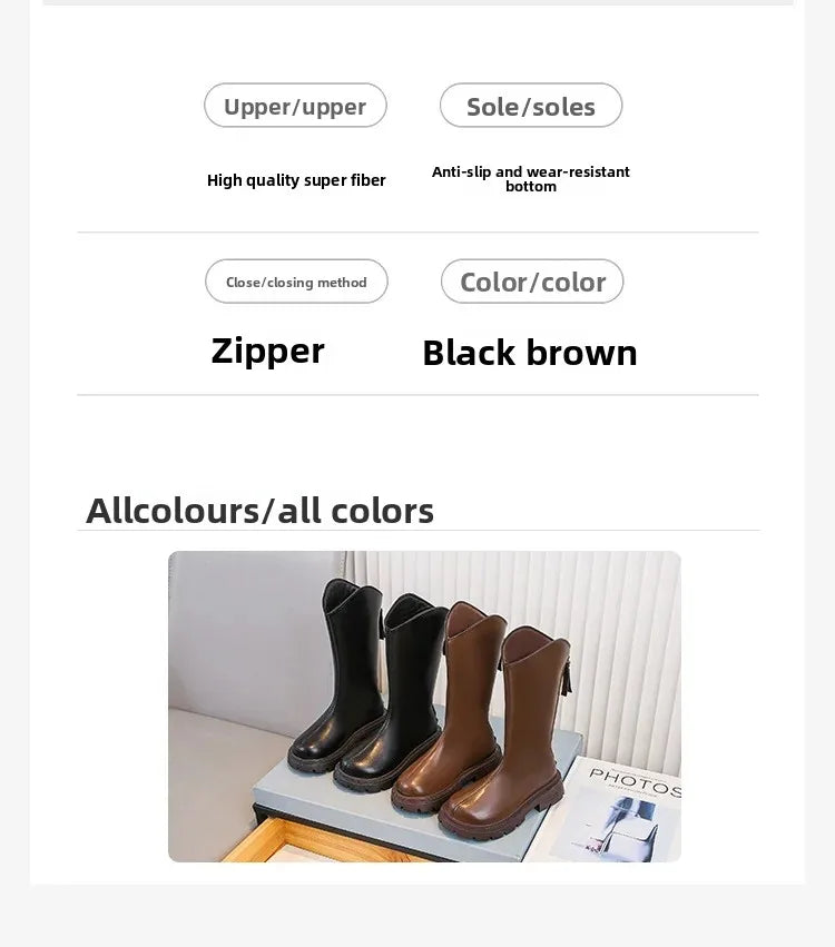 Girls' long tube boots 2025 Autumn/Winter New Korean Fashion Knight Boots Plush Princess Boots Warm Two Cotton High tube Boots