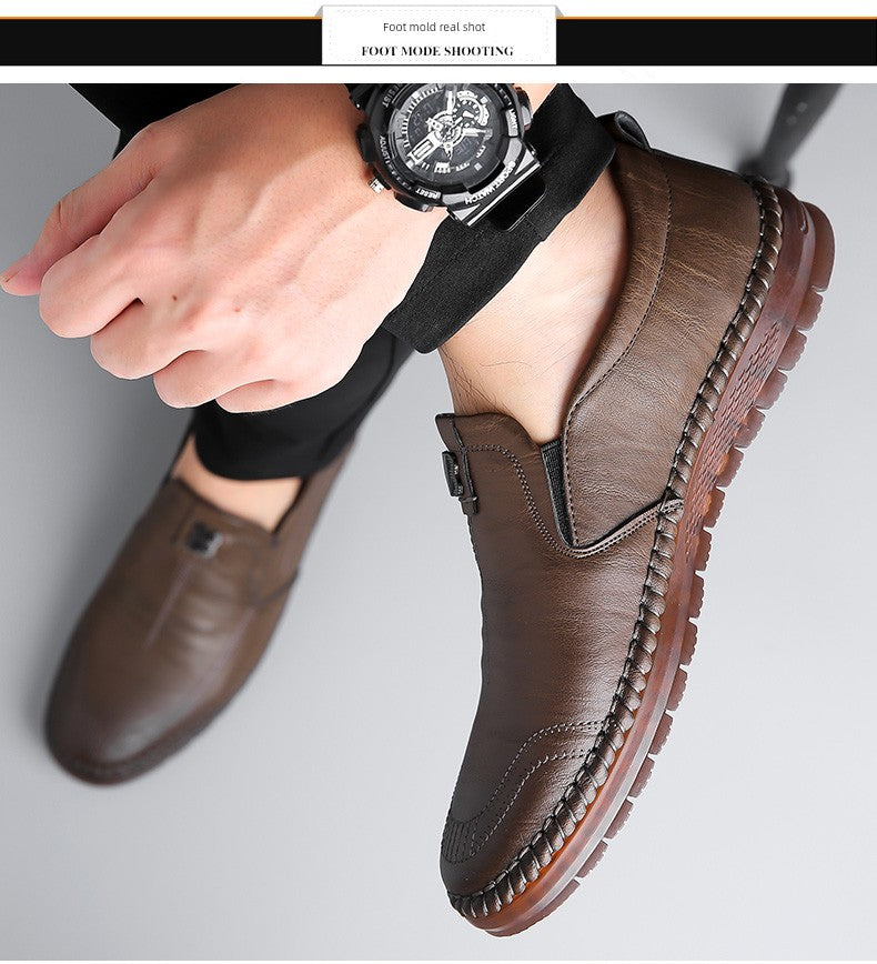 Men's Leather Shoes 2025 New Arrival Business Casual Shoes Genuine Leather Spring and Autumn Men's Shoes Soft Cowhide Gum-Rubber Outsole Middle-Aged Father Shoes