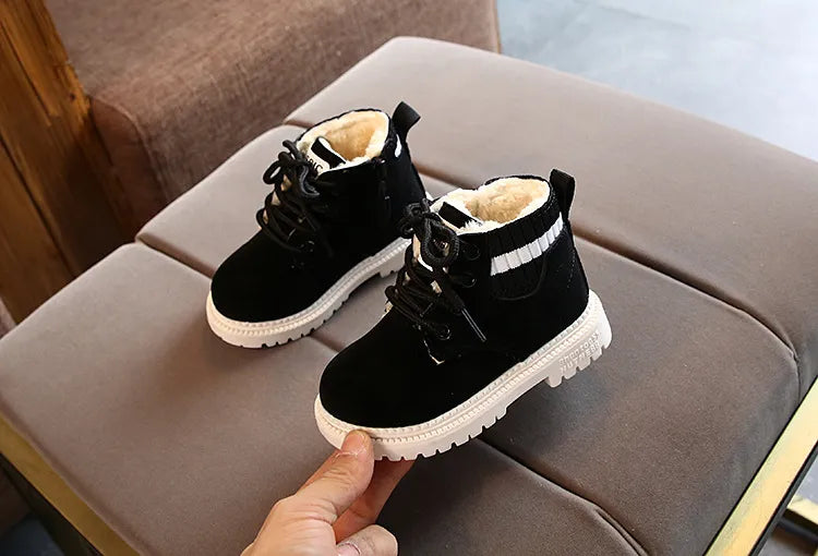 Children's Ankle Boots for Little Kids Toddlers Snow Boots Vintage Warm Cotton Short Boots Boys Girls Fashion Winter Boots Zip