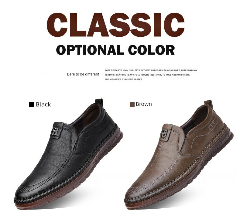 Men's Leather Shoes 2025 New Arrival Business Casual Shoes Genuine Leather Spring and Autumn Men's Shoes Soft Cowhide Gum-Rubber Outsole Middle-Aged Father Shoes