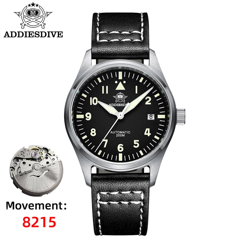 ADDIESDIVE Watches For Men Luxury Business Leisure Automatic Mechanical Men's Watch Fluorescent Waterproof 8215 316L Stainless
