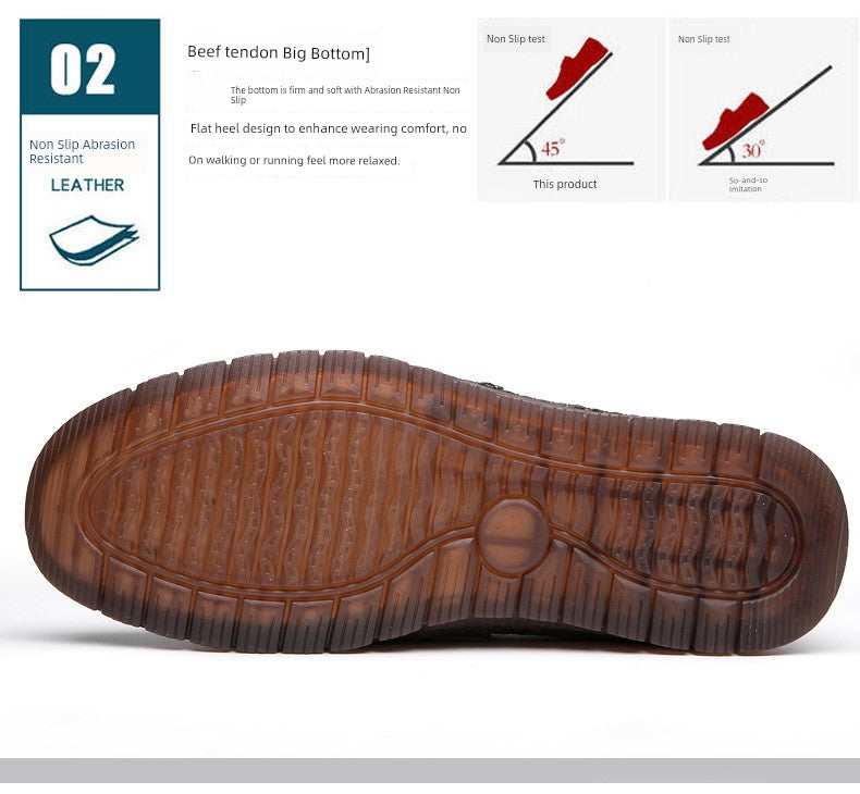 Men's Leather Shoes 2025 New Arrival Business Casual Shoes Genuine Leather Spring and Autumn Men's Shoes Soft Cowhide Gum-Rubber Outsole Middle-Aged Father Shoes