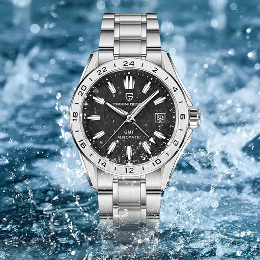 PAGANI DESIGN Classic Luxury GMT Automatic Men's Watch Top Brand Sapphire Glass Stainless Steel Waterproof Mechanical Wristwatch