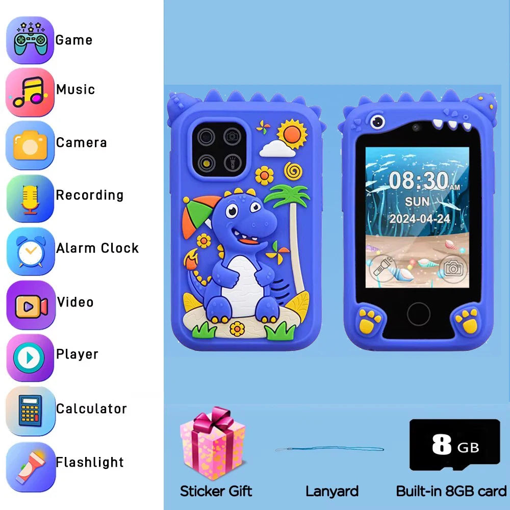 Kids Smart Phone 8GB 2.8'' Stories Music Camera Video Habit Tracking Baby Mobile Mini Toy Phone Educational Learning Tools Gifts